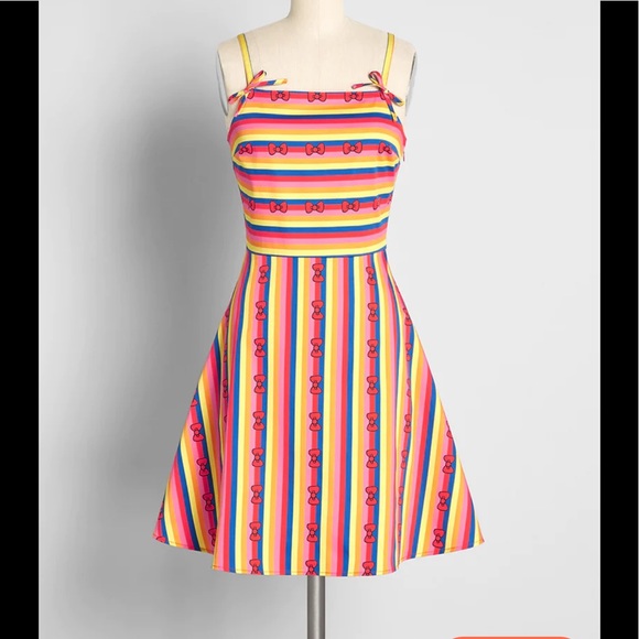 Modcloth Dresses & Skirts - ModCloth x Hello Kitty Red Bows and Rainbows Fit and Flare Dress